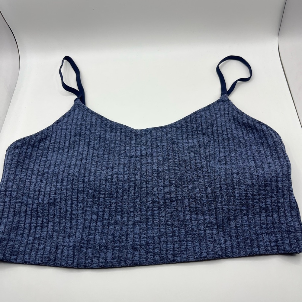 Blue Ribbed Women's Top